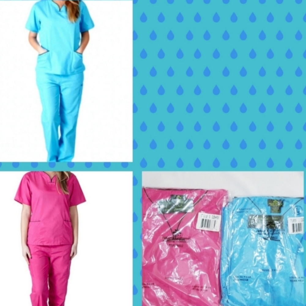 Natural Uniforms Mock Wrap Scrub Sets NWT